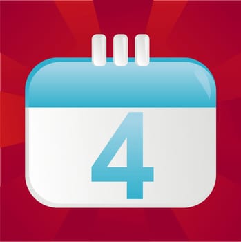 4th of July calendar icon over red background