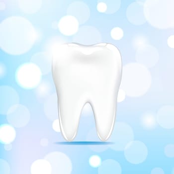 Tooth With Blue Bokeh Background, Vector Illustration