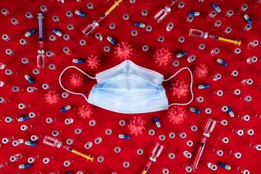 Mask and corona virus protection isolated, pandemic background