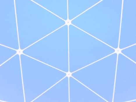 Blockchain network and internet. White lines and connected dots on a blue background. Chemical structure of a molecule or substance. Physical condition. Interaction concept. Abstract pattern.
