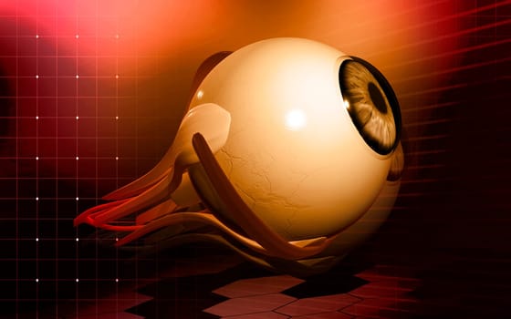 Digital illustration of eye in colour background