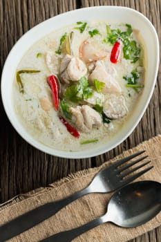 Coconut milk with chicken. Traditional thai soup "Tom Kha Gai"""