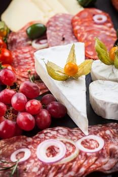 Antipasto and catering platter with different appetizers