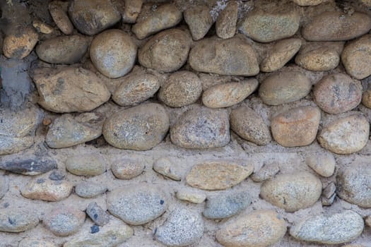 Ambroz River pebble composite foundation. Locals materials used as construction material