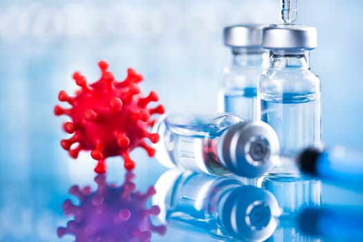 Close up medical syringe with a vaccine