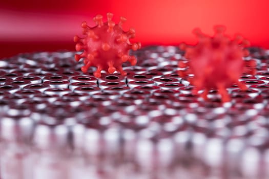 Bottles coronavirus vaccine, pandemic background