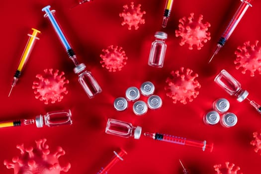 Close up medical syringe with a vaccine