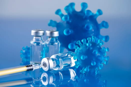 Close up medical syringe with a vaccine