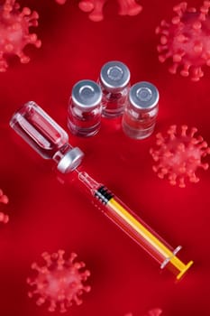 Close up medical syringe with a vaccine