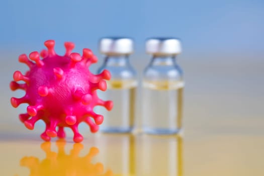 Bottles coronavirus vaccine, pandemic background