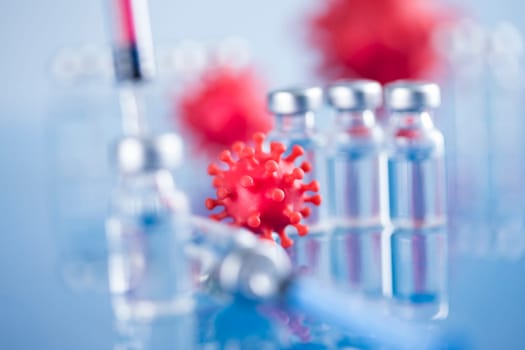 Close up medical syringe with a vaccine