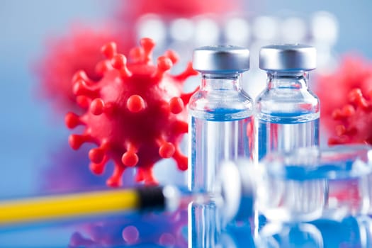 Close up medical syringe with a vaccine