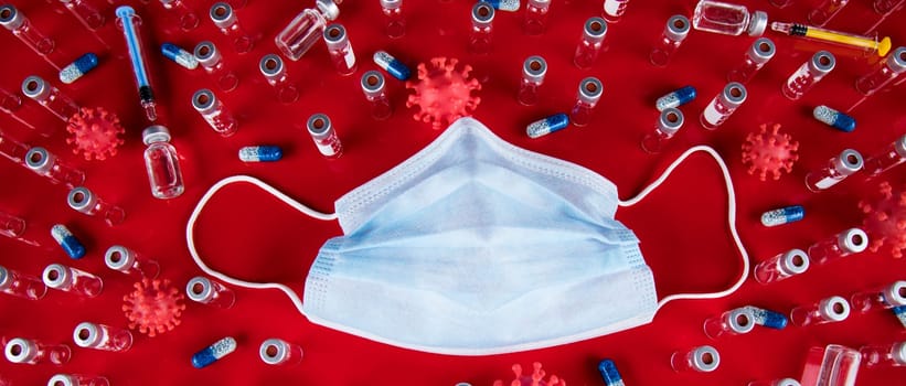 Medical mask for protection against corona virus, SARS pandemic background