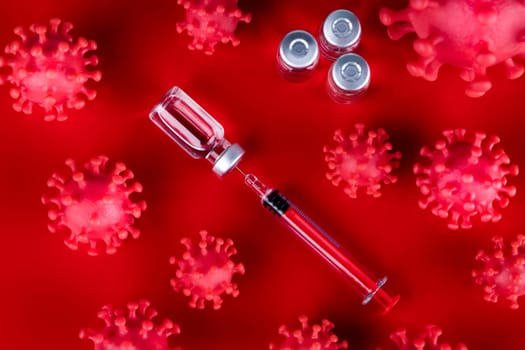 Close up medical syringe with a vaccine