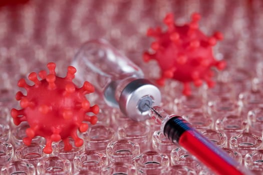 Close up medical syringe with a vaccine