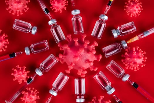 Close up medical syringe with a vaccine