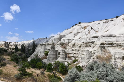 Sandstone rock formations near Love Valley in Cappadocia, Turkey
