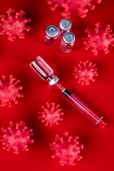Close up medical syringe with a vaccine