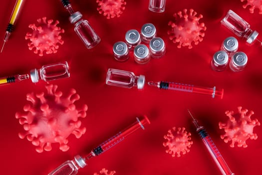 Close up medical syringe with a vaccine