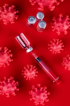 Close up medical syringe with a vaccine