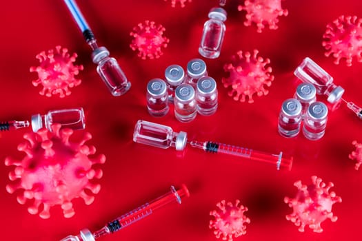 Close up medical syringe with a vaccine