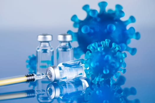 Close up medical syringe with a vaccine