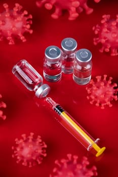 Close up medical syringe with a vaccine