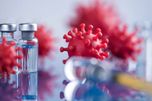Close up medical syringe with a vaccine