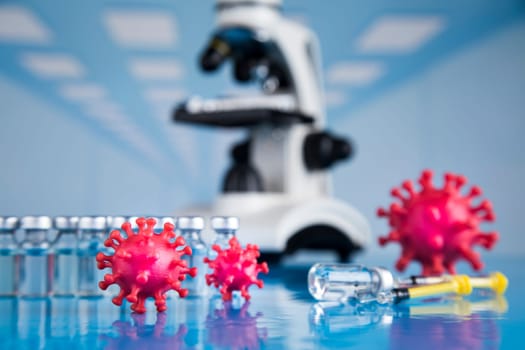 Close up medical syringe with a vaccine