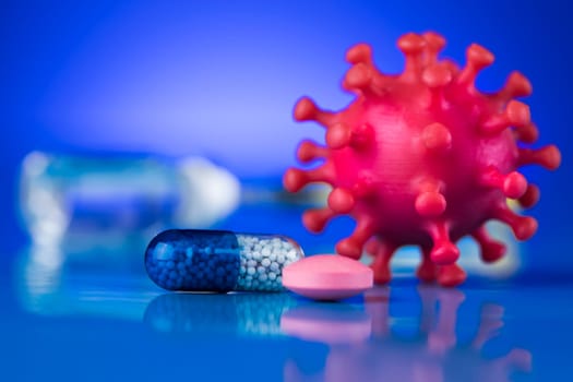 Bottles coronavirus vaccine, pandemic background