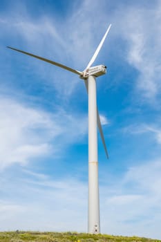 Lanzarote, Eolico Park, Spain, March 2023: View on a wind turbine of Eolicas de Lanzarote in Eolico Park on Lanzarote