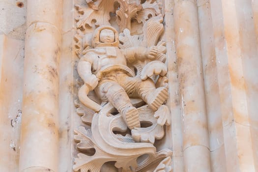 Astronaut carving on the facade of the historic Cathedral of Salmanca (Spain)