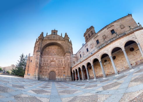 Exterior views facade of San Esteban Convent in Salamanca (Spain).