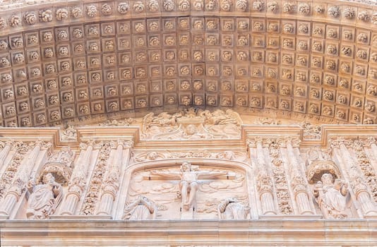 Exterior views facade of San Esteban Convent in Salamanca (Spain).