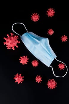 Mask and corona virus protection isolated, pandemic background