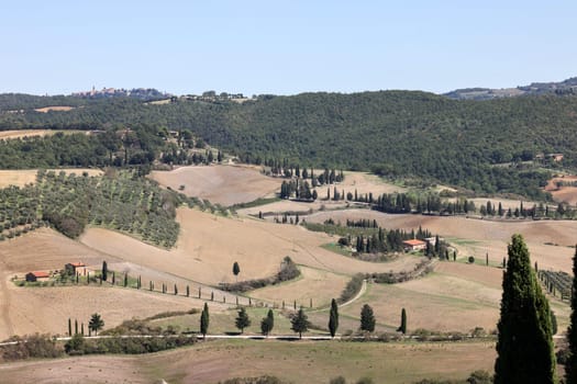 The rural landscape near Pienza in Tuscany. Italy