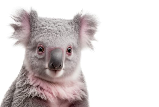Pink koala isolated on white background. Generative AI