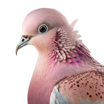 Pink dove head isolated on white background. Generative AI