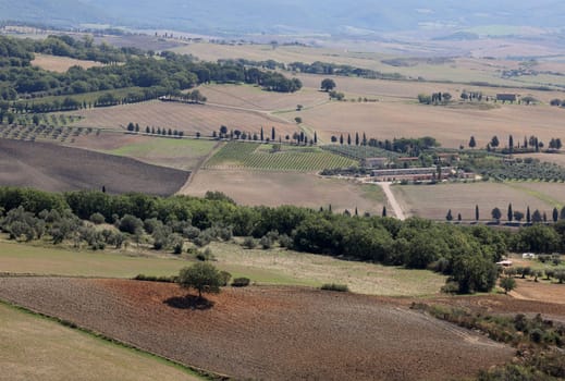 The rural landscape near Pienza in Tuscany. Italy