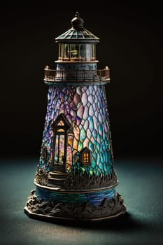 Lighthouse made out of stained glass. Generative AI