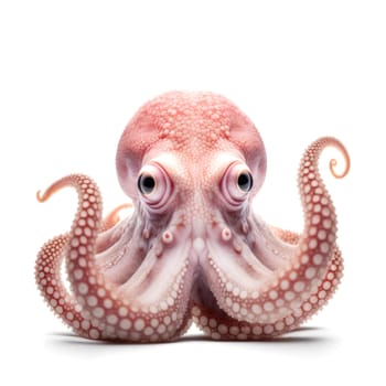 Pink octopus on white background. Generative AI