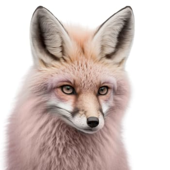 Pink fox head isolated on white background. Generative AI