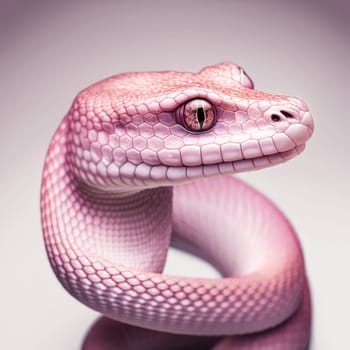 Pink snake on pink gradient background. Generative AI