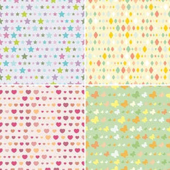 set of abstract seamless pattern vector illustration
