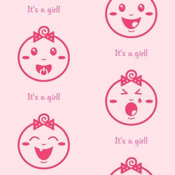 Cute baby girl pattern, wallpaper