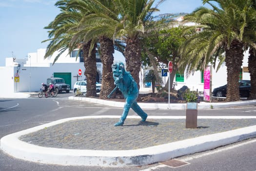 Teguise, Lanzarote, Spain, March 2023: View on the statue Elegua, el diablillo de Teguise