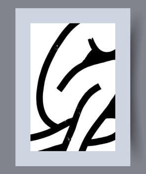 Abstract lines modern sketch wall art print. Printable minimal abstract lines poster. Contemporary decorative background with sketch. Wall artwork for interior design.