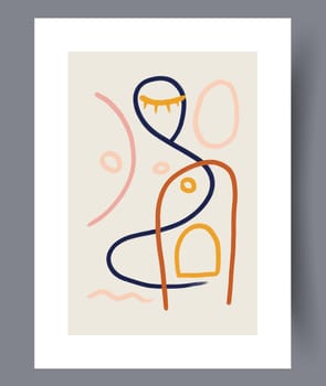 Abstract lines modern sketch wall art print. Printable minimal abstract lines poster. Contemporary decorative background with sketch. Wall artwork for interior design.