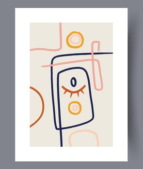 Abstract lines modern sketch wall art print. Printable minimal abstract lines poster. Contemporary decorative background with sketch. Wall artwork for interior design.