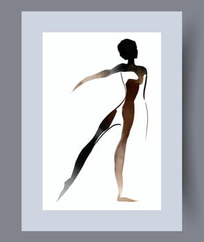 Abstract lines modern sketch wall art print. Printable minimal abstract lines poster. Contemporary decorative background with sketch. Wall artwork for interior design.